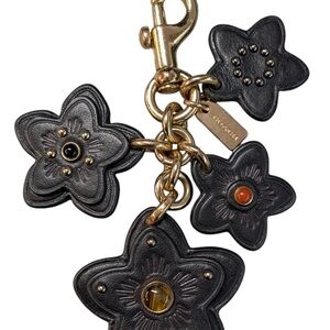 Coach Black and Gold Floral Purse Charm / Key Holder
